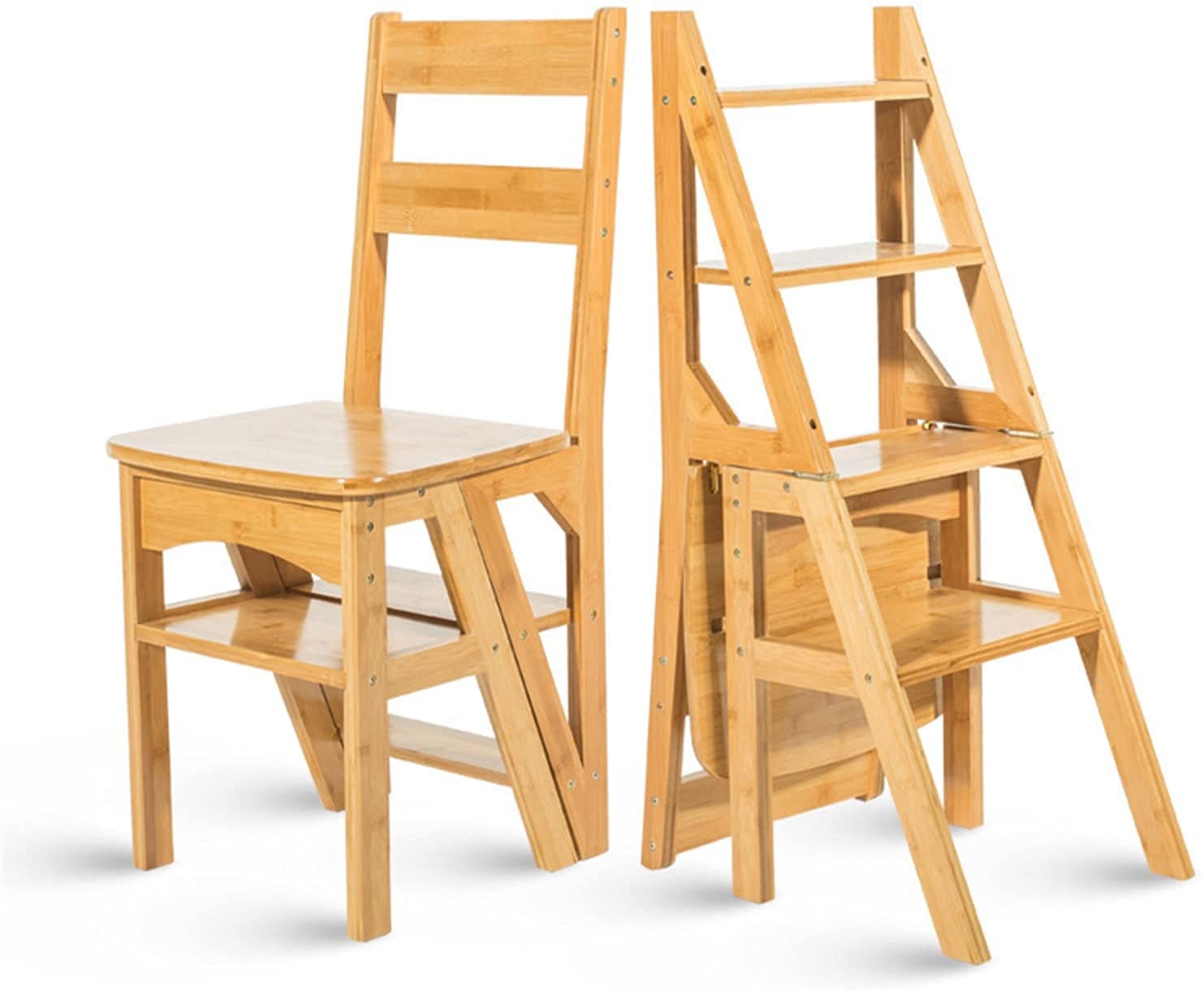 Natural Bamboo Creative Folding Stools Library Multi-Convertible Stair Stool Home Kitchen Use Wood Step Stool Furniture