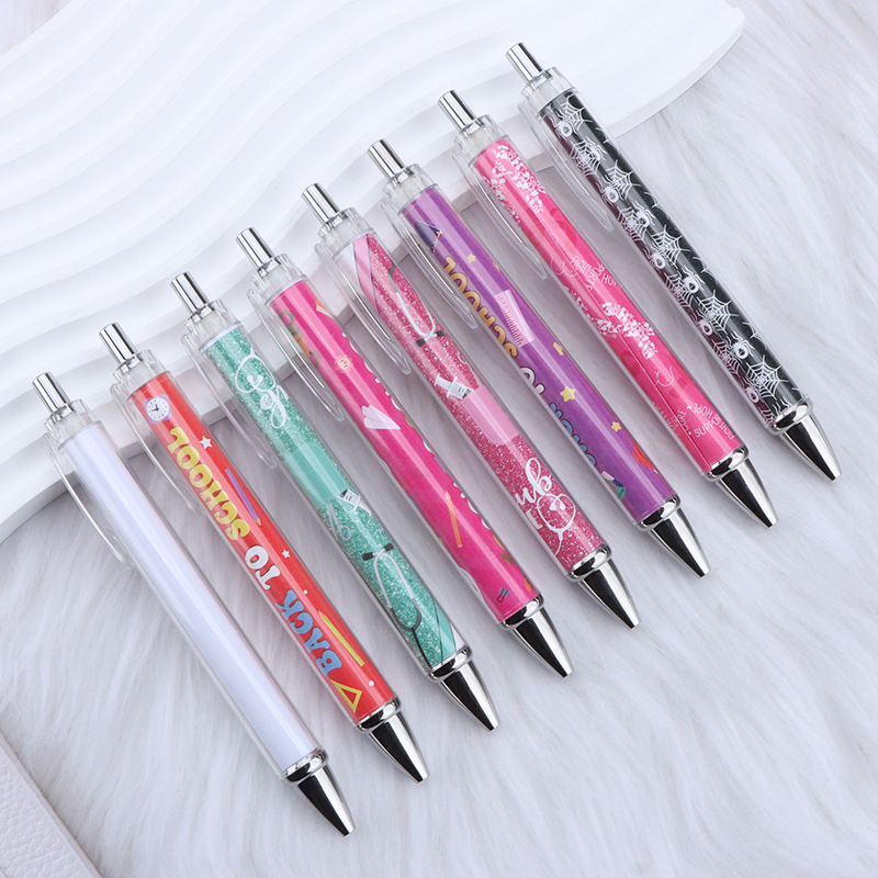 Personalized Custom Cartoon Pattern Rolling Paper Ballpoint Pen Insertion Paper Advertising DIY Flower Film Banner Pens