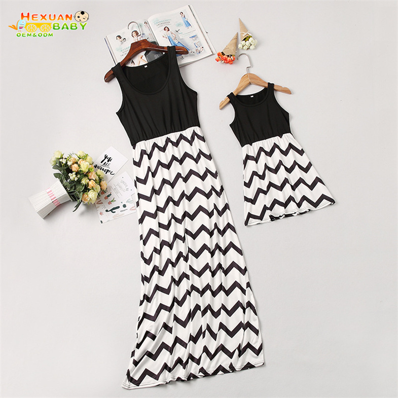 Mother and Daughter Casual Boho Maxi Dress mommy me matching set outfits