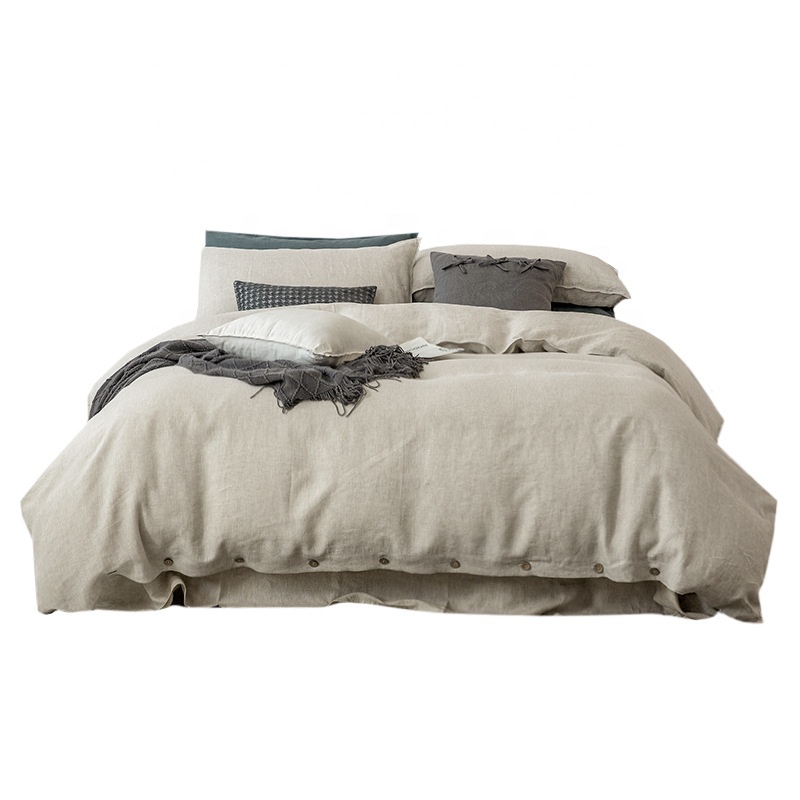 France pure linen four sets of summer simple pure color wash light luxury bed linen set spot wholesale