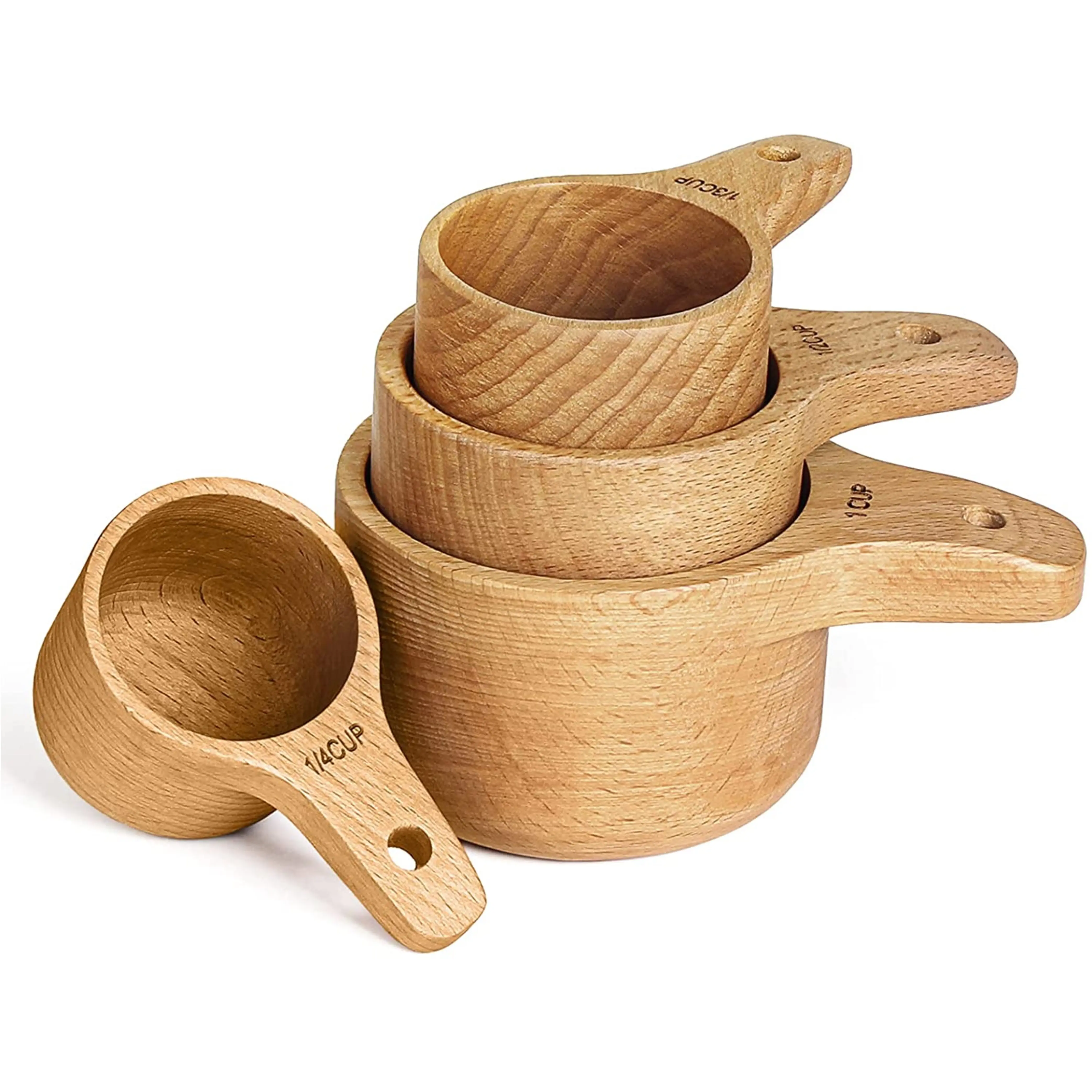 Wood Measuring Cup Set of 4 Handcrafted with Wood Polish  Acacia Wooden Measuring Cups for Baking & Cooking