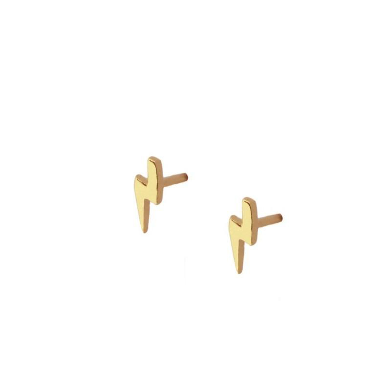 CANNER Minimalist Women 18K Gold Vermeil S925 Sterling Silver Lightning Stud Earrings For Girls
