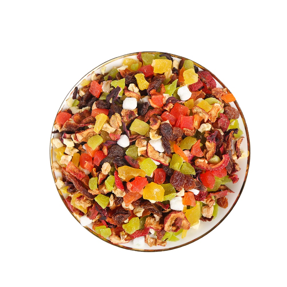 Вкусные смешанные фрукты, чай, напитки с высушенной розой, баклажаном, боярышником, яблоком, ананасом, киви, персиком