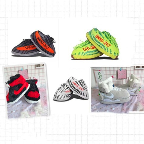 Готово к отправке, среднего размера для кроссовок yeezy тапочки в стиле унисекс кроссовки теплые тапочки; Домашние тапочки; Женские и мужские сечением для кроссовок yeezy; Плюшевые слиперы