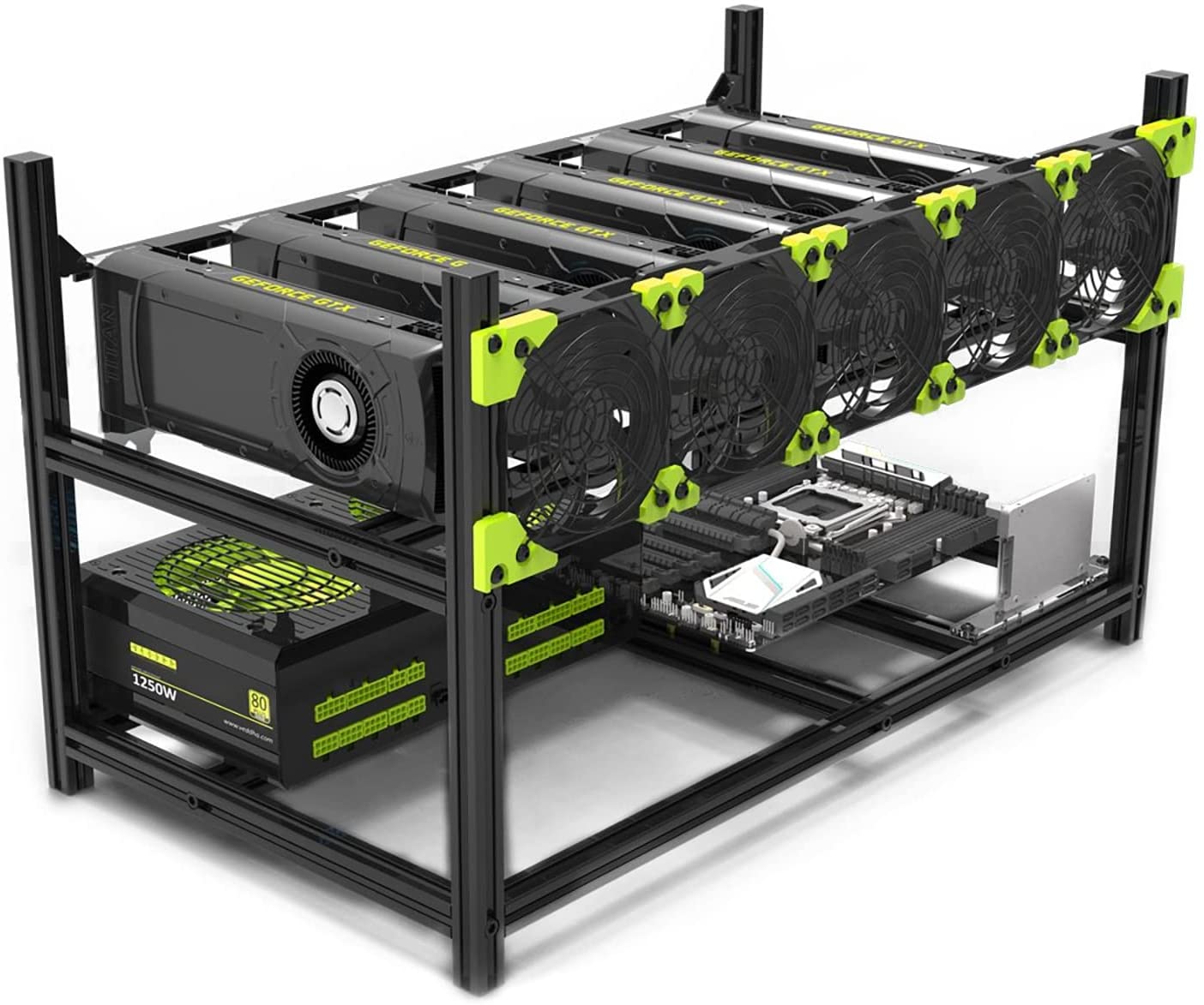 Veddha 6gpu 6 BAY алюминиевый Штабелируемый компьютер открытого воздуха стойка gpu rig case V4C 6 gpu rig frame