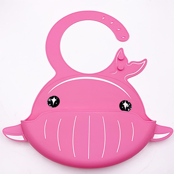 Whale shape BPA Free Food Grade Silicone Baby Bibs Food Drool Catcher Pocket