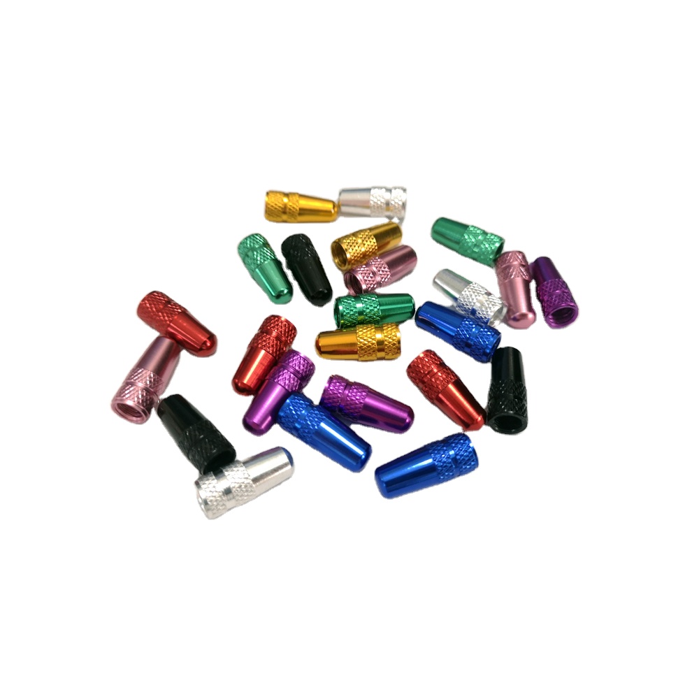 Colorful mtb tire valve caps aluminum tire valve caps Presta bike tire valve caps