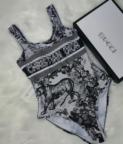 Fashion DIO Letter Printed Classic High Waist Summer Beach Swimsuits Women bathing one piece swimsuit women