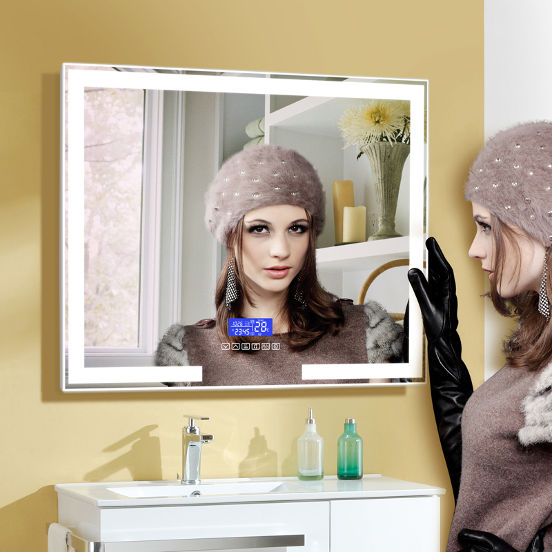 Горячая продажа мебель для отеля IP65 Led Смарт ванная комната макияж прямоугольное зеркало с bluetooth динамик