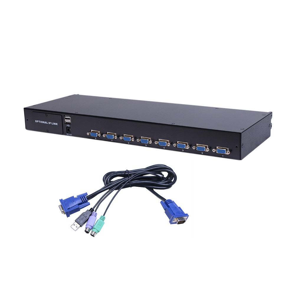 Консоль KVM с монитором, клавиатурой и мышью, 8 портов, производитель Китай