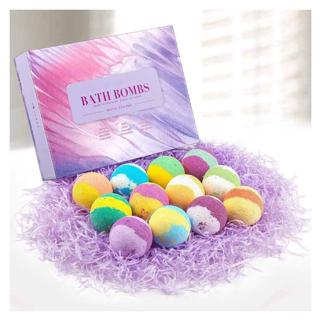 Подарочный набор с бомбами для ванны Bubbly Belle, 12 упаковок, большие роскошные Бальзамы для ванны объемом 5 унций с чистыми эфирными маслами для успокаивающей и увлажняющей кожи