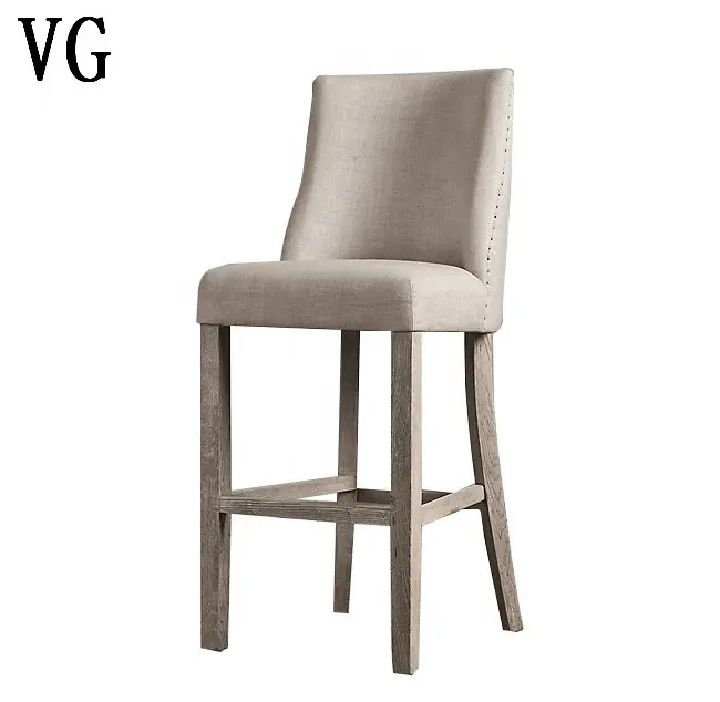 Fabric seat wooden chair wood counter height bar stool bar high chair barstool Industrial