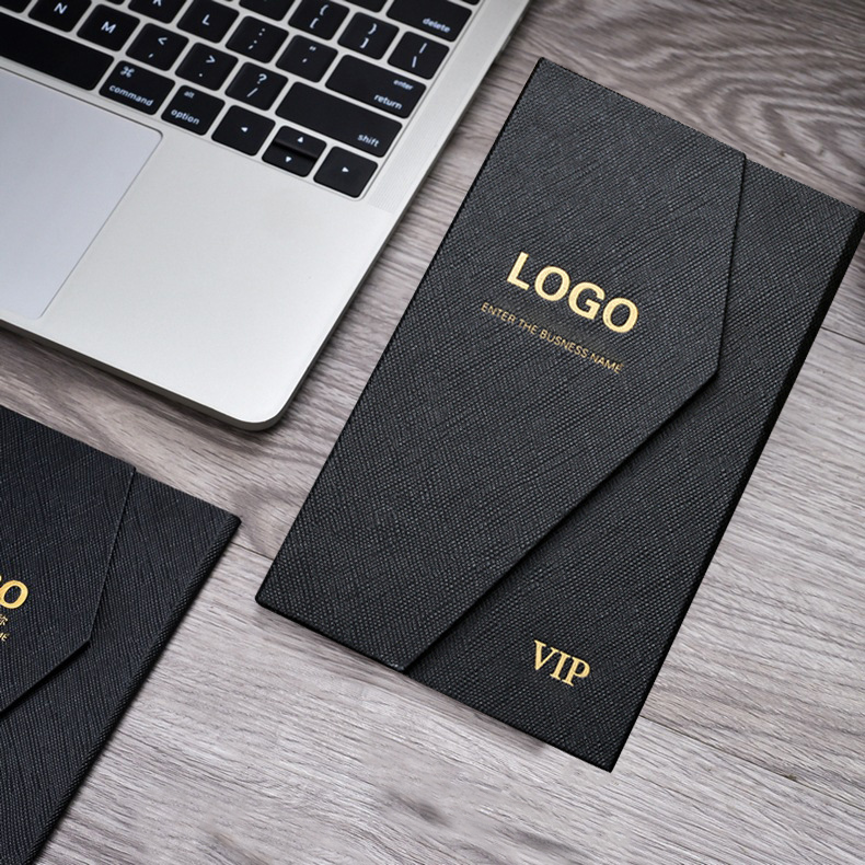 Luxury Custom Logo Business Card Tri-Fold Gift Card Sleeve Shopping Vip Card Packaging Box