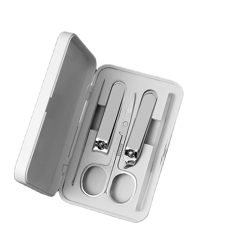Household Portable 5-Piece Stainless Steel Nail Clipper Set Oblique Nail Clipper With Fingers Boxed