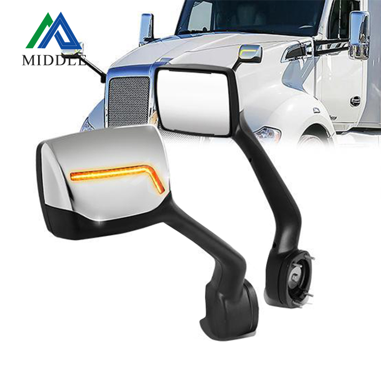 New Aftermarket Door Mirror Side Mirror With LED Turn Signal For 2011-2021 Kenworth T680 2013-2021 Peterbilt 579 587