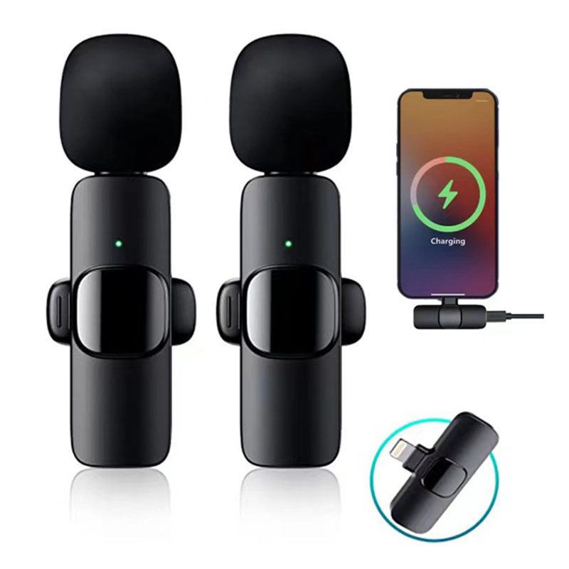Новый микрофон Yiscaxia 1 Drag 2 Lavalier портативный мини-микрофон беспроводной записывающий микрофон 2,4 ГГц 2 в 1 для Iphone черный