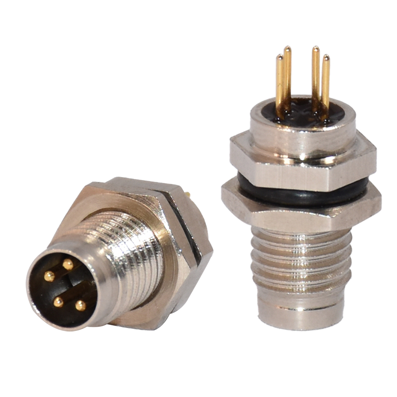 M8 3pin male PCB waterproof panel mount connector