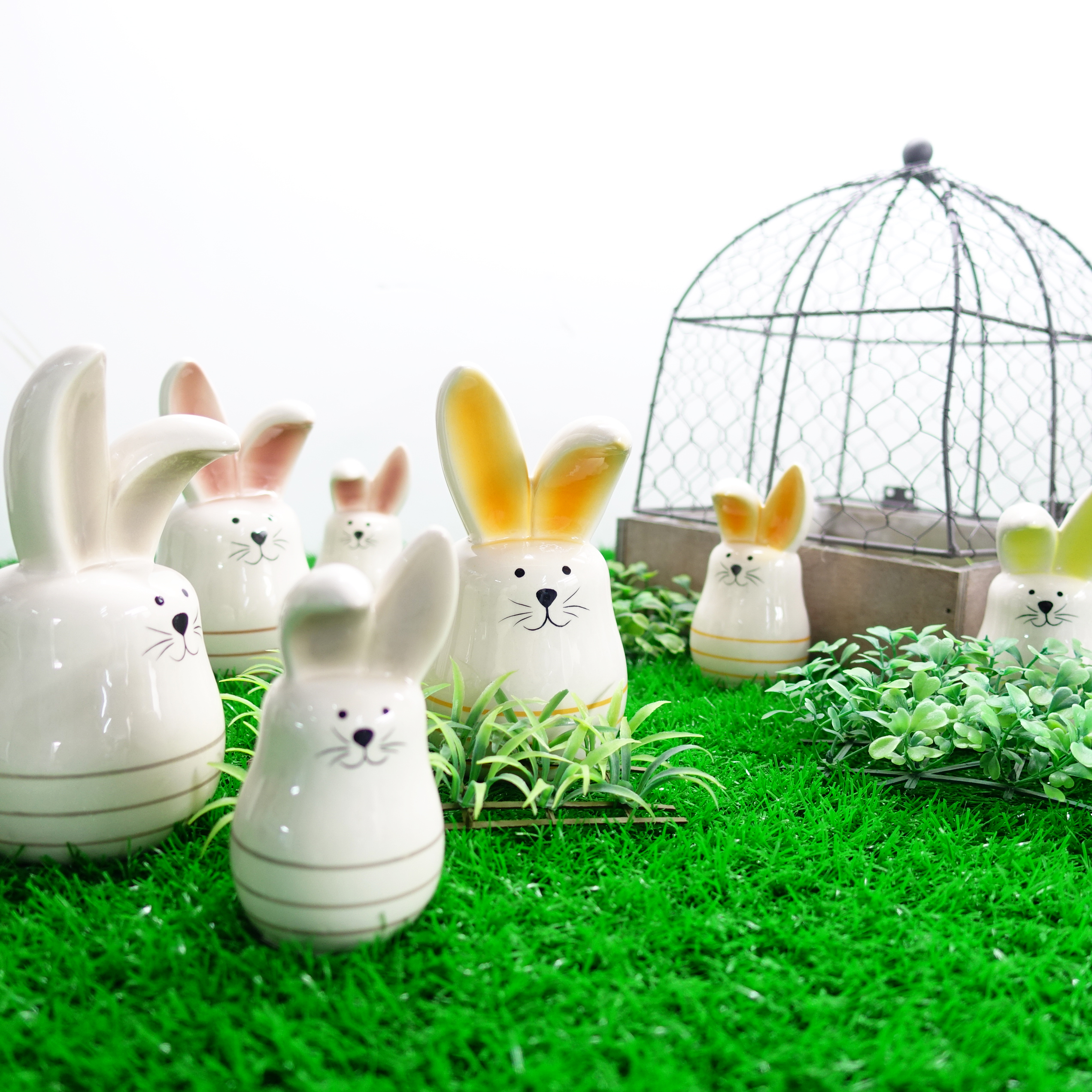 Ceramic Porcelain Animal Rabbit Head Figurine For Home Decoration