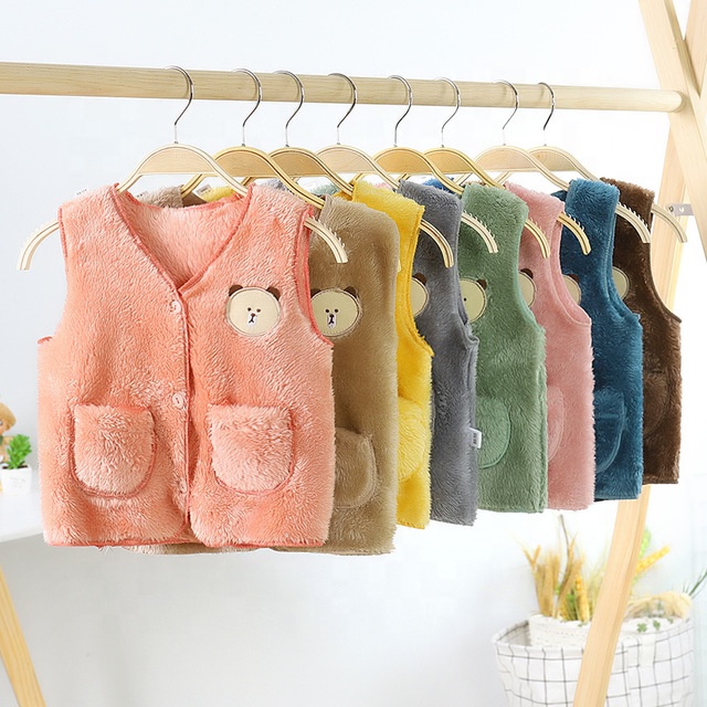 Children boys girls waistcoat kids flannel vest for Winter and Autumn
