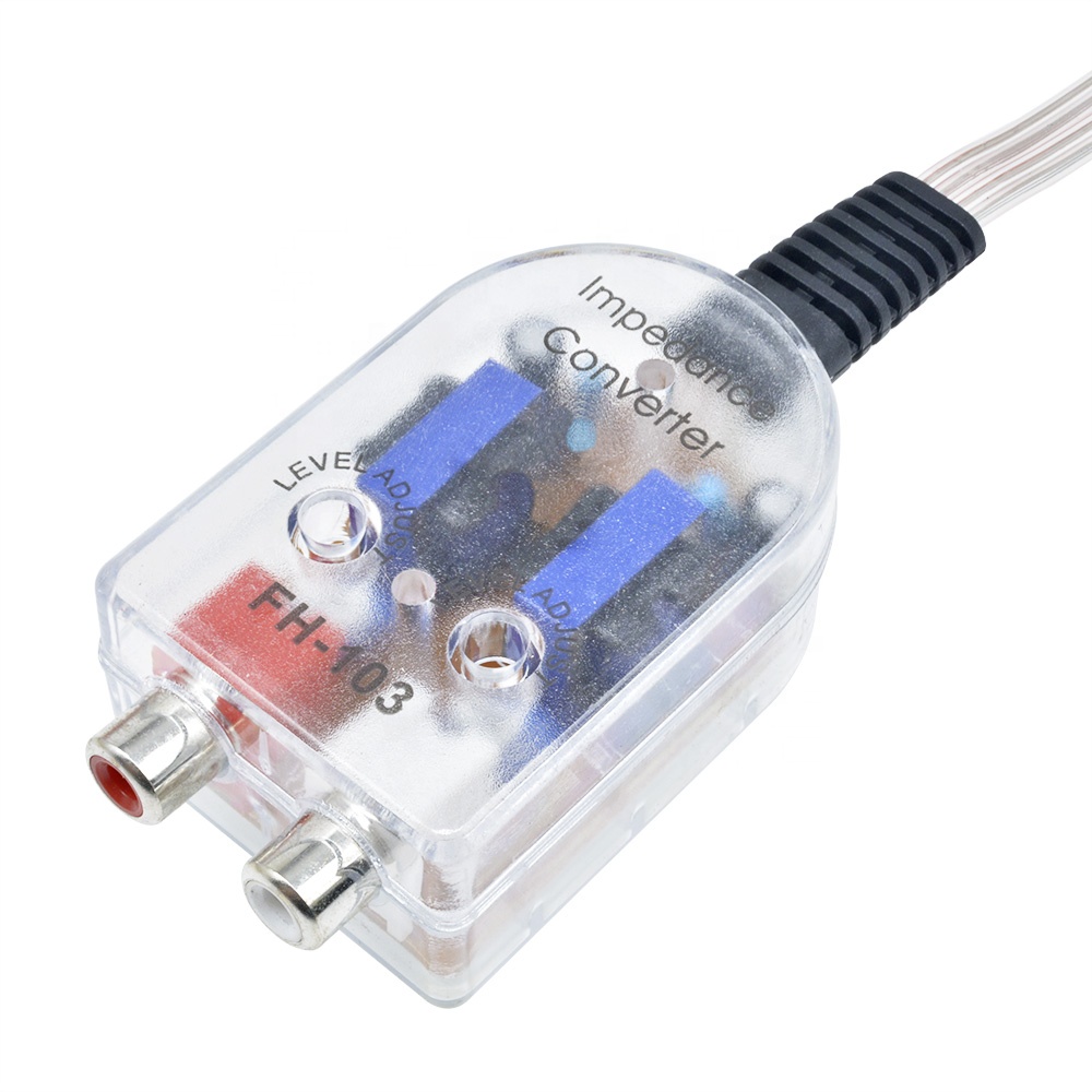 Level Car Speaker High to Low Impedance Converter Adapter 2 Channel RCA Line Out