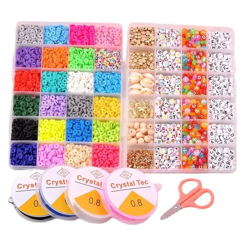 DIY Amazon hot 2 box acrylic letter clay beads set popular bracelet necklace accessories gold beads for jewelry making set