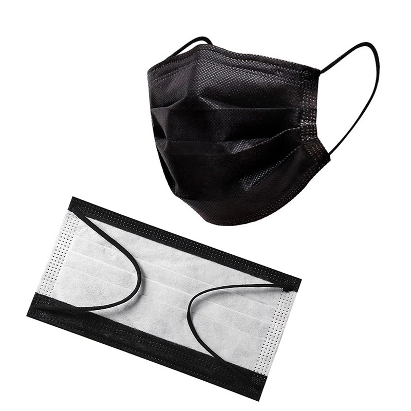 Masque Noir Jetable 3ply Черная одноразовая маска для лица дышащая Пылезащитная модная маска CE