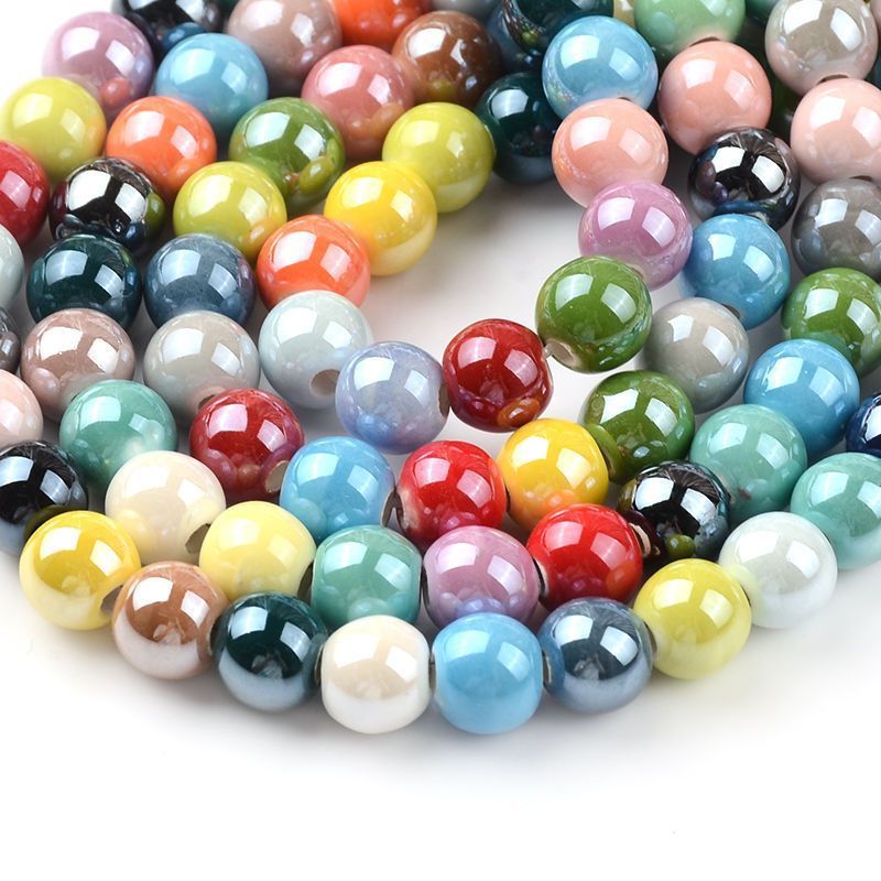 JC Wholesale 8mm 10mm 12mm ceramic beads Round Shape Colorful clay ceramic beads for jewelry making