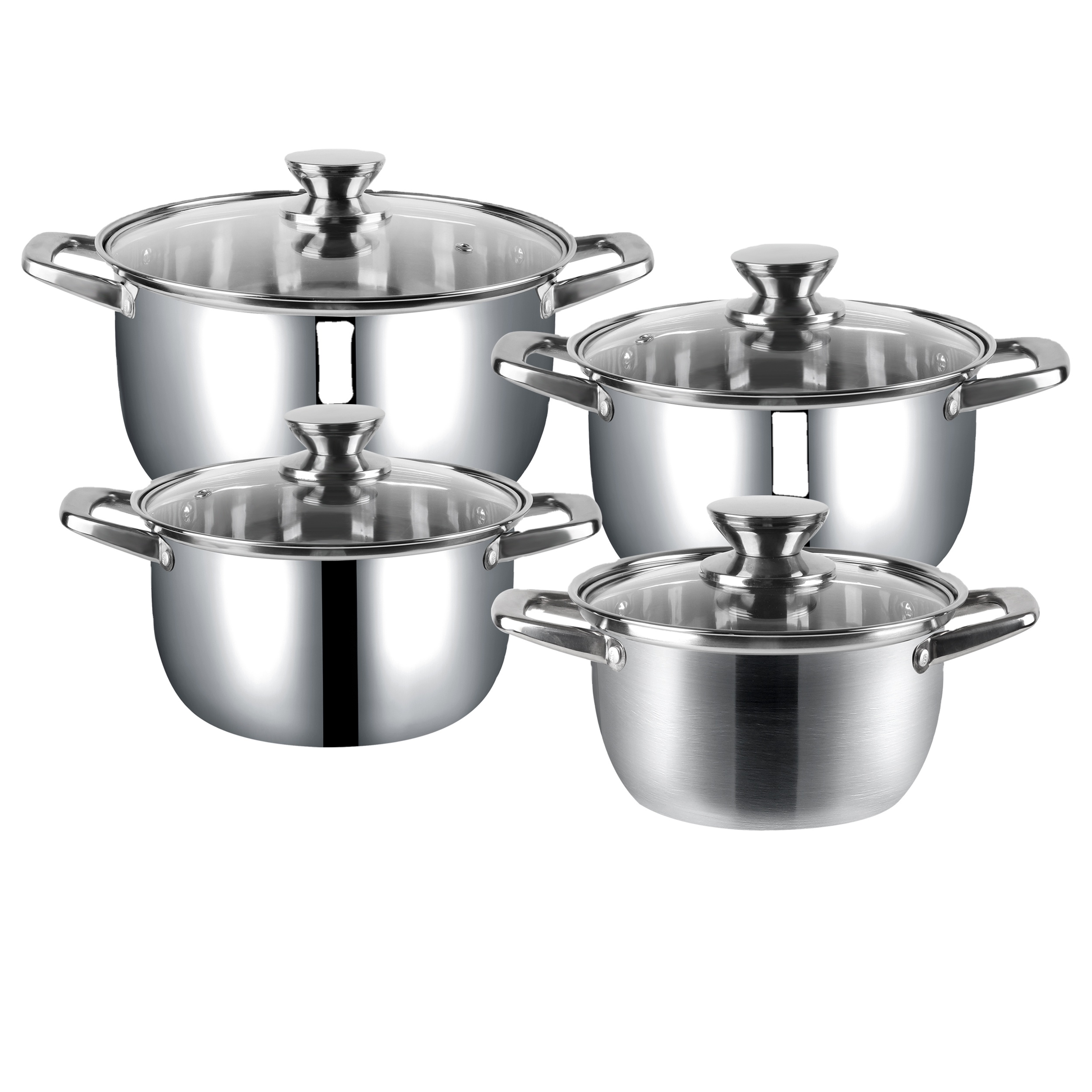 Stainless steel 201 mirror polished single bottom olla kitchenware set casserole pots cookware