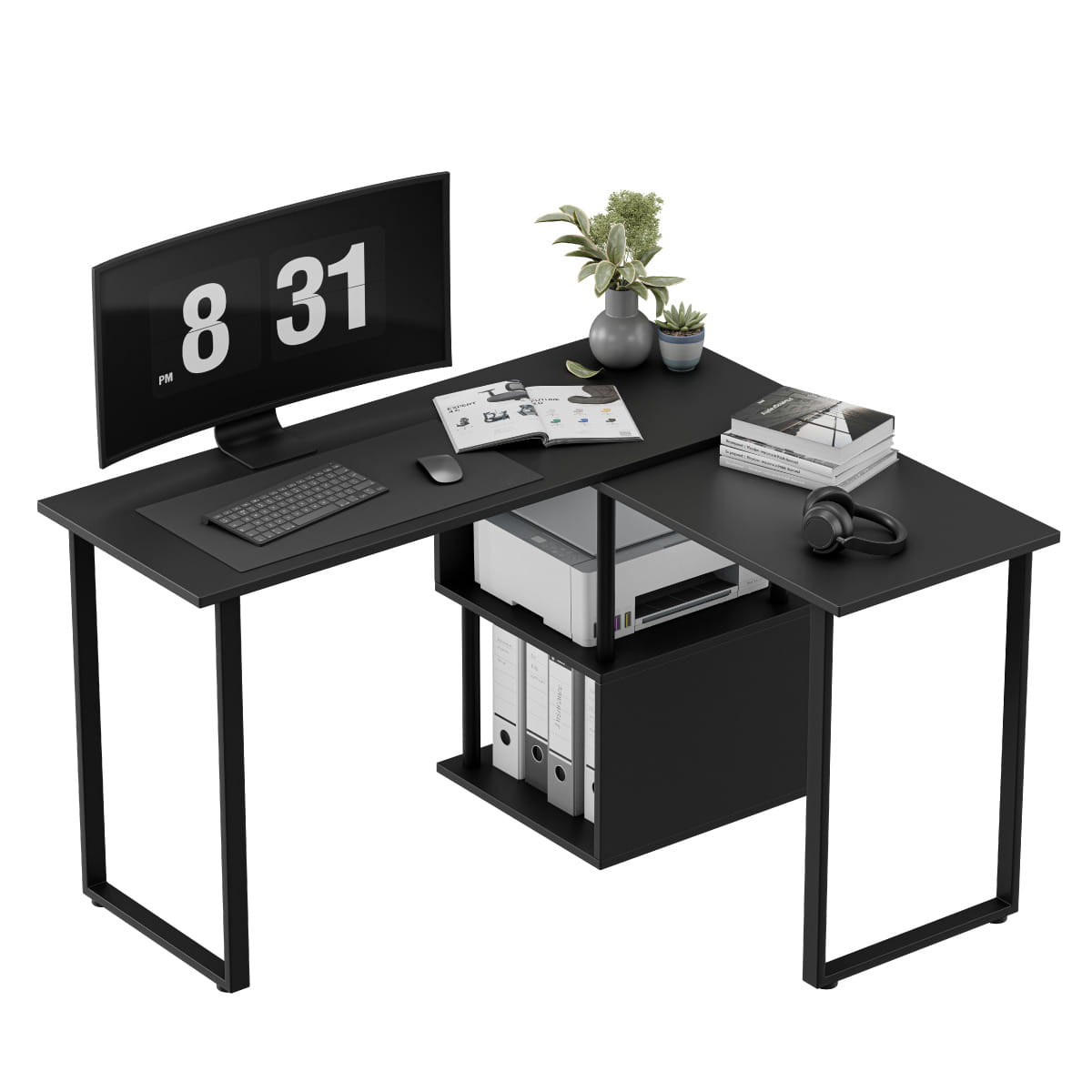 AJUNION Simple Cheap Home Office Desk Free Combination L Shape Computer Table Home Office Desk with Drawer Shelves
