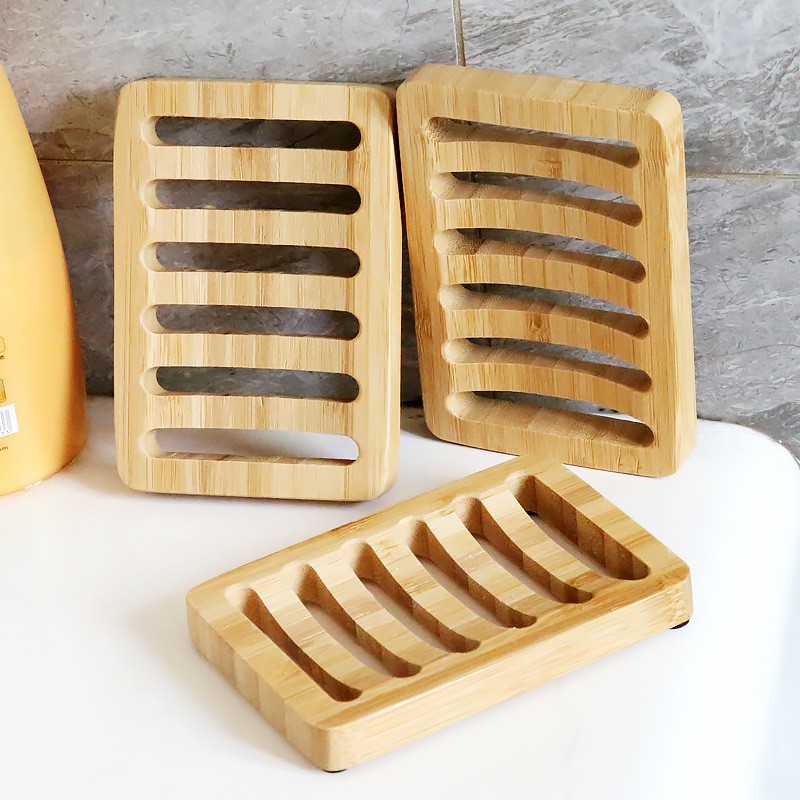 Natural Color Bamboo Soap Tray Self-Draining Soap Dish for Bar Soap Bath & Toilet Supplies