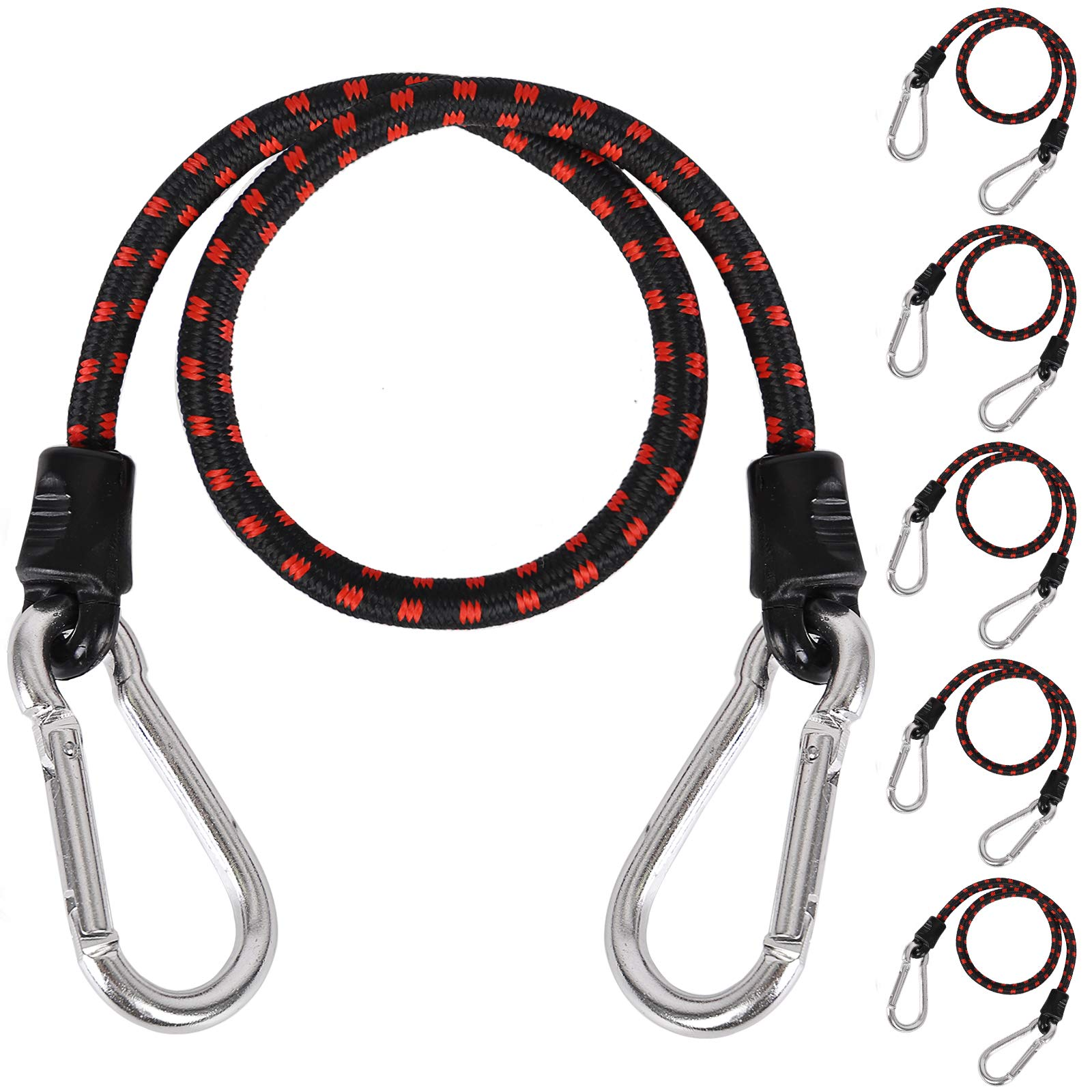 6PCS Hot sell 9mm *60cm bungee cord with double climbing hook luggage rope lashing tie down rope