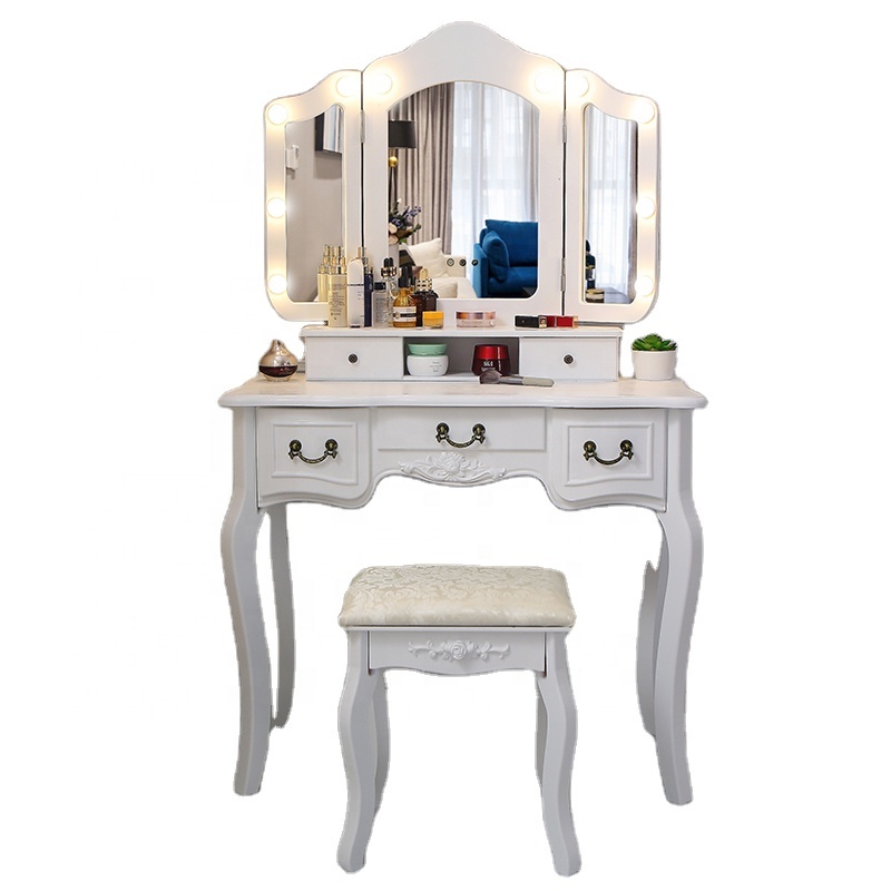 Vanity Modern Dressing Table Set LED Dressing Table with Mirror and Stool 2021 newest design