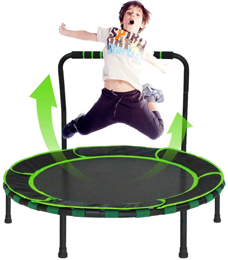 Детский батут со складным поручнем Bungee Rebounder и защитным мягким покрытием для дома и улицы
