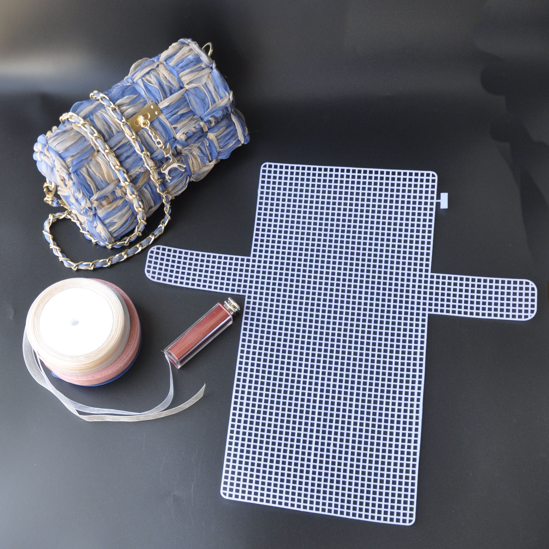 Knitting Weaving Plastic Mesh Sheet DIY Sewing Woven Bag Accessories with Needles Ribbon/Wool/Yarn Bag Sewing Craft Supplies