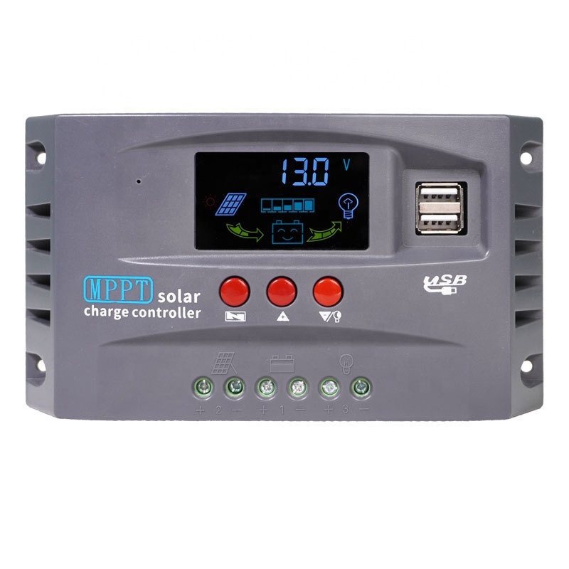 Travelling Outside 10A 20A 30A MPPT Solar Charge Controller 12V 24V Regulator LCD Display Dual USB Charging Solar Controller