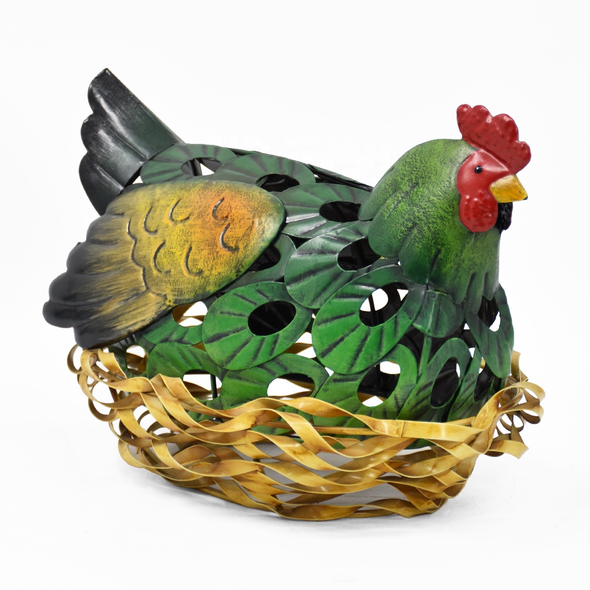 Rooster Garden Statues Metal Chicken Decor Yard Art Lawn Ornaments Hen Sculpture Figurines