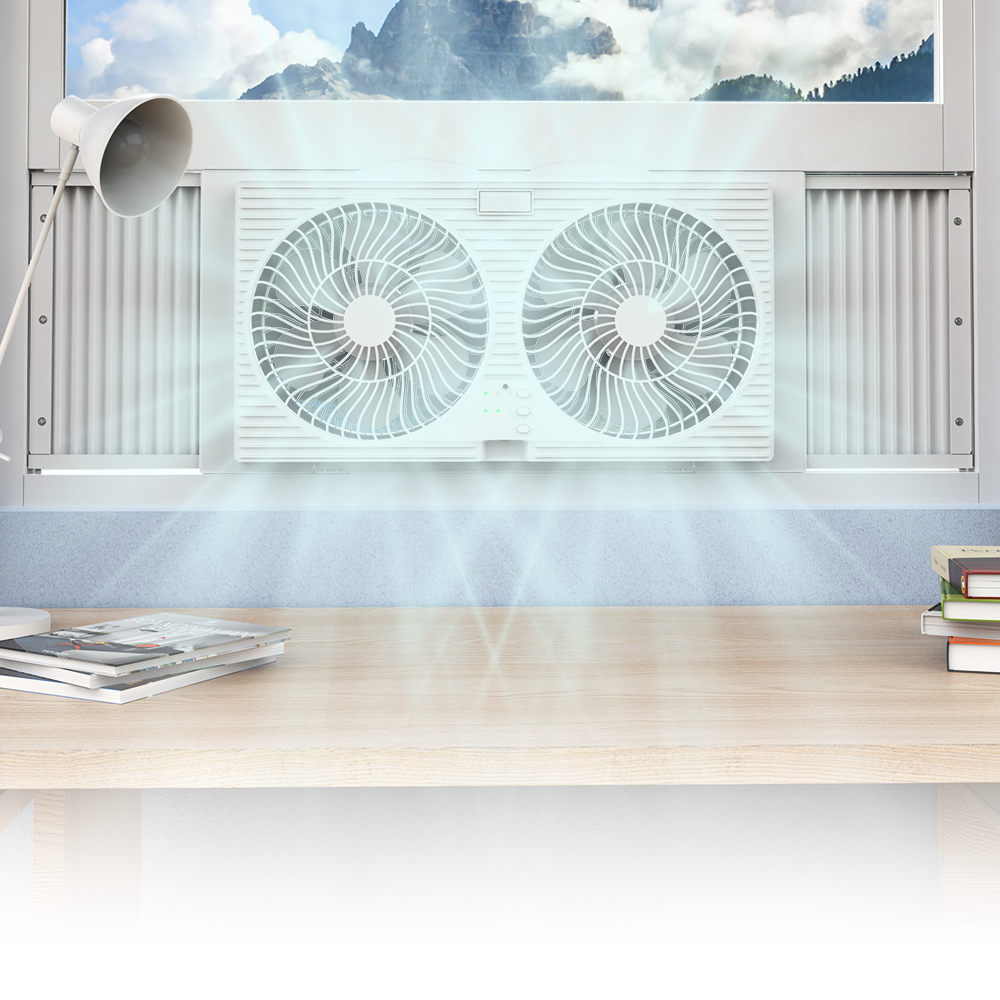 High Quality Home Remote Control 3 Speeds 9 Inch Dual Double Reverse Window Wount Dc Exhaust Fan