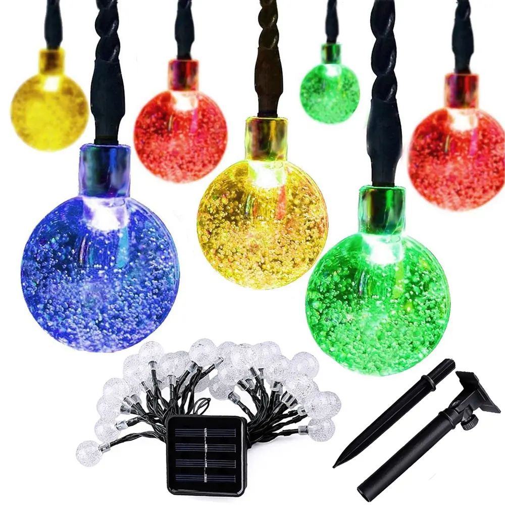 20 led Color Changing solar christmas decorative led lights outdoor solar bubble string lights for Garden