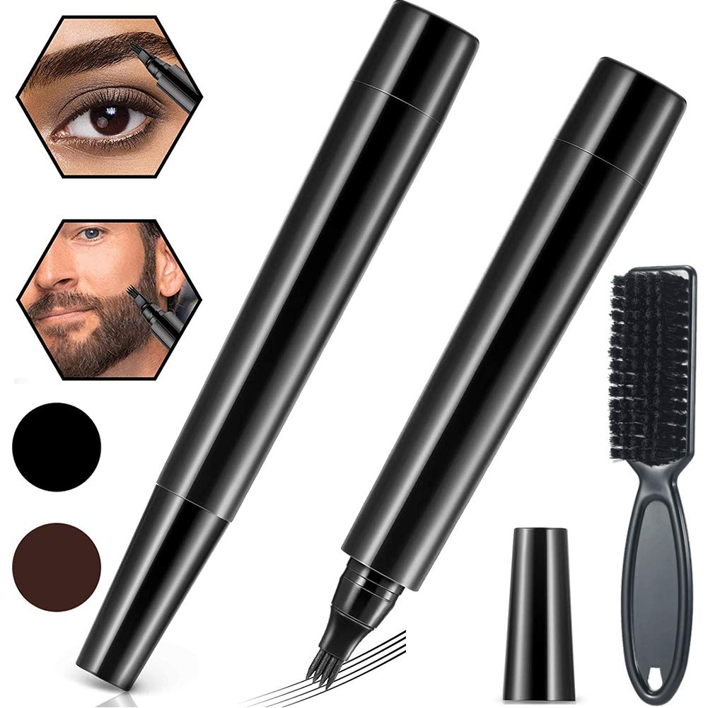 2021 Natural Waterproof Beard Style Filling Pen Beard Pencil Filler and Brush Kit for Men Beard
