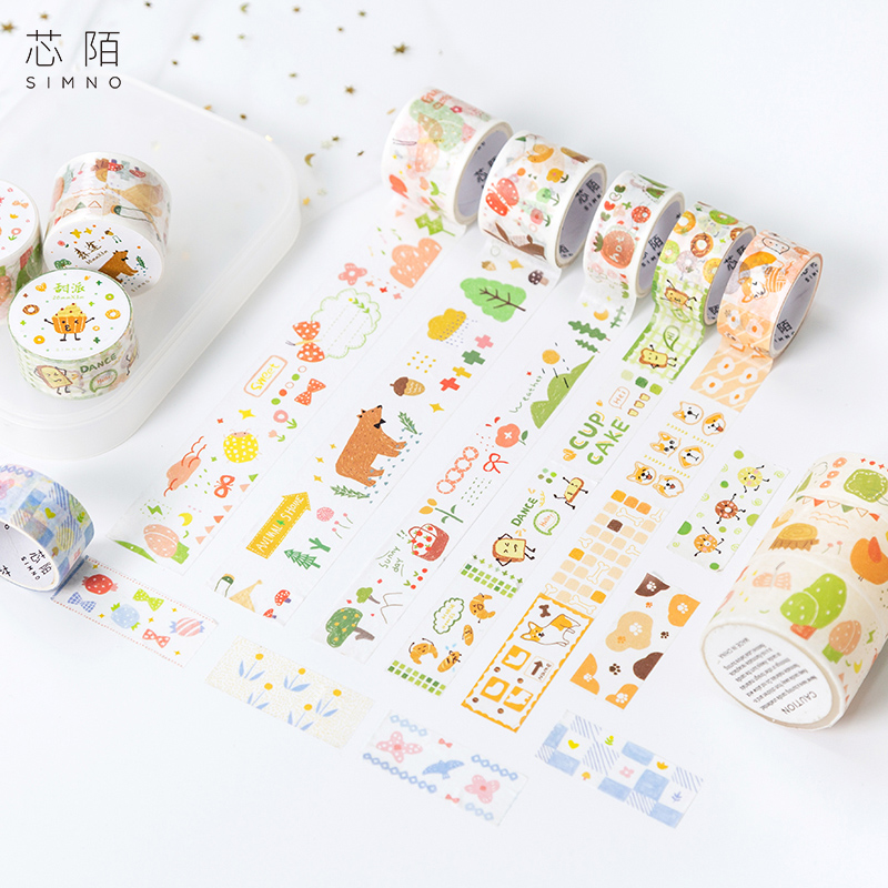 Spring Fun Series Creative Paper Tape Sticker Notebook Background Material Paper Decoration School Stationery Set