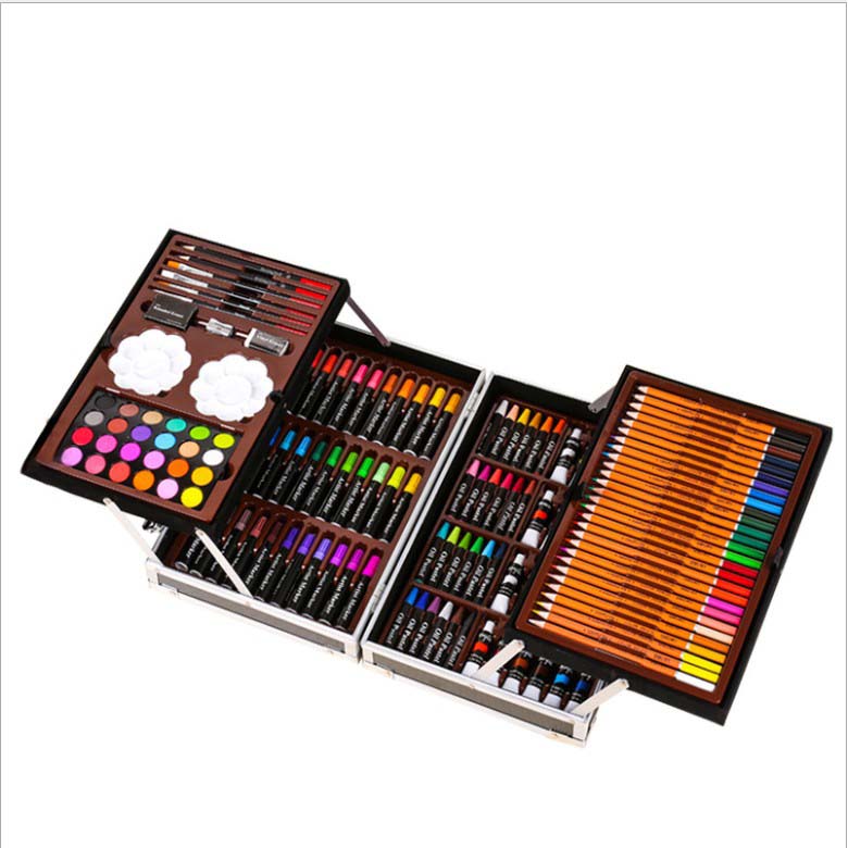 Best Selling 145 pcs Eco Friendly Aluminium Box Water Color Oil Pastel School Kids Painting Drawing Art Sets in Stationery Set