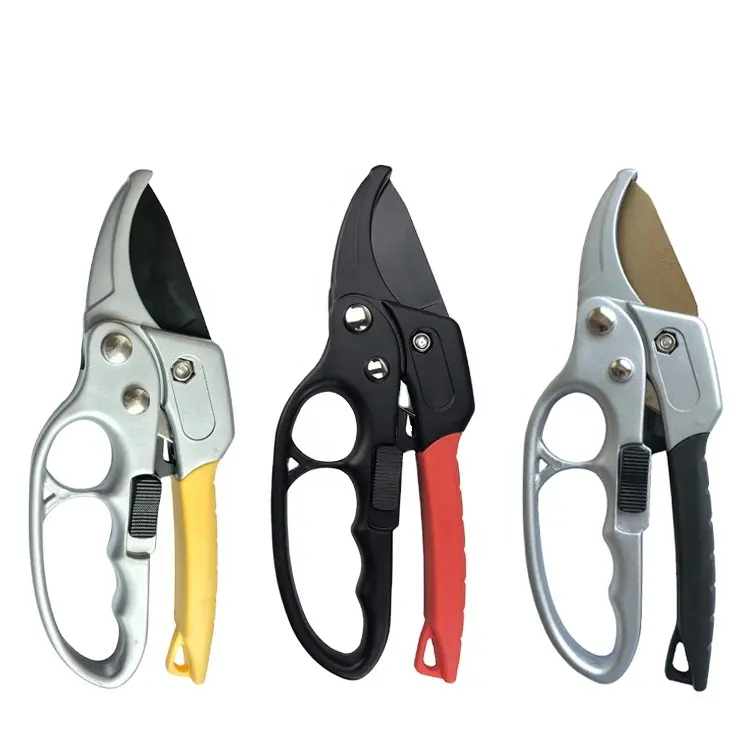 Professional Ratchet Pruning Shears With 3-Stage Ratcheting System Provides 5X Cutting Power