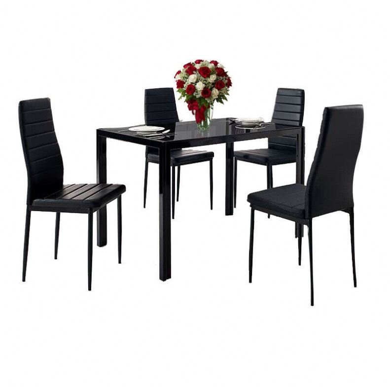 china furniture online 4 person dinning table set modern genuine leather glass dining room set furniture and chairs