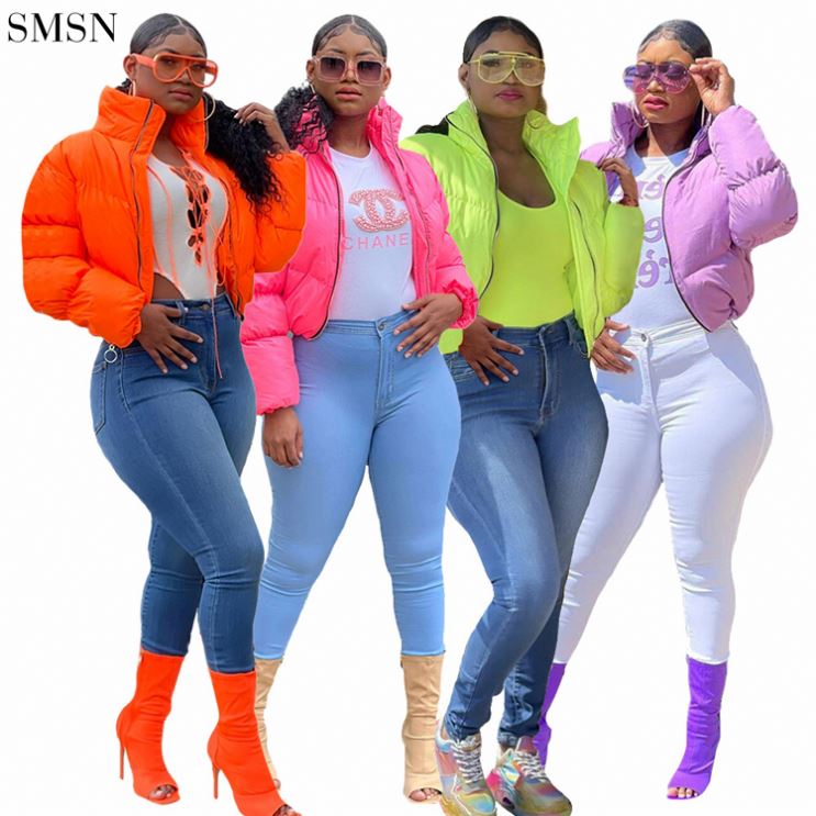 High Quality Winter Jacket Woman Solid Color Zipper Warm Lady Down Jacket