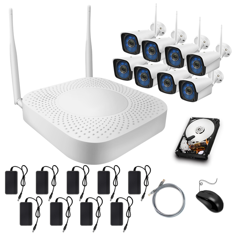 8CH wifi беспроводные ip-камеры безопасности для дома cctv камера системы видеонаблюдения Комплект nvr