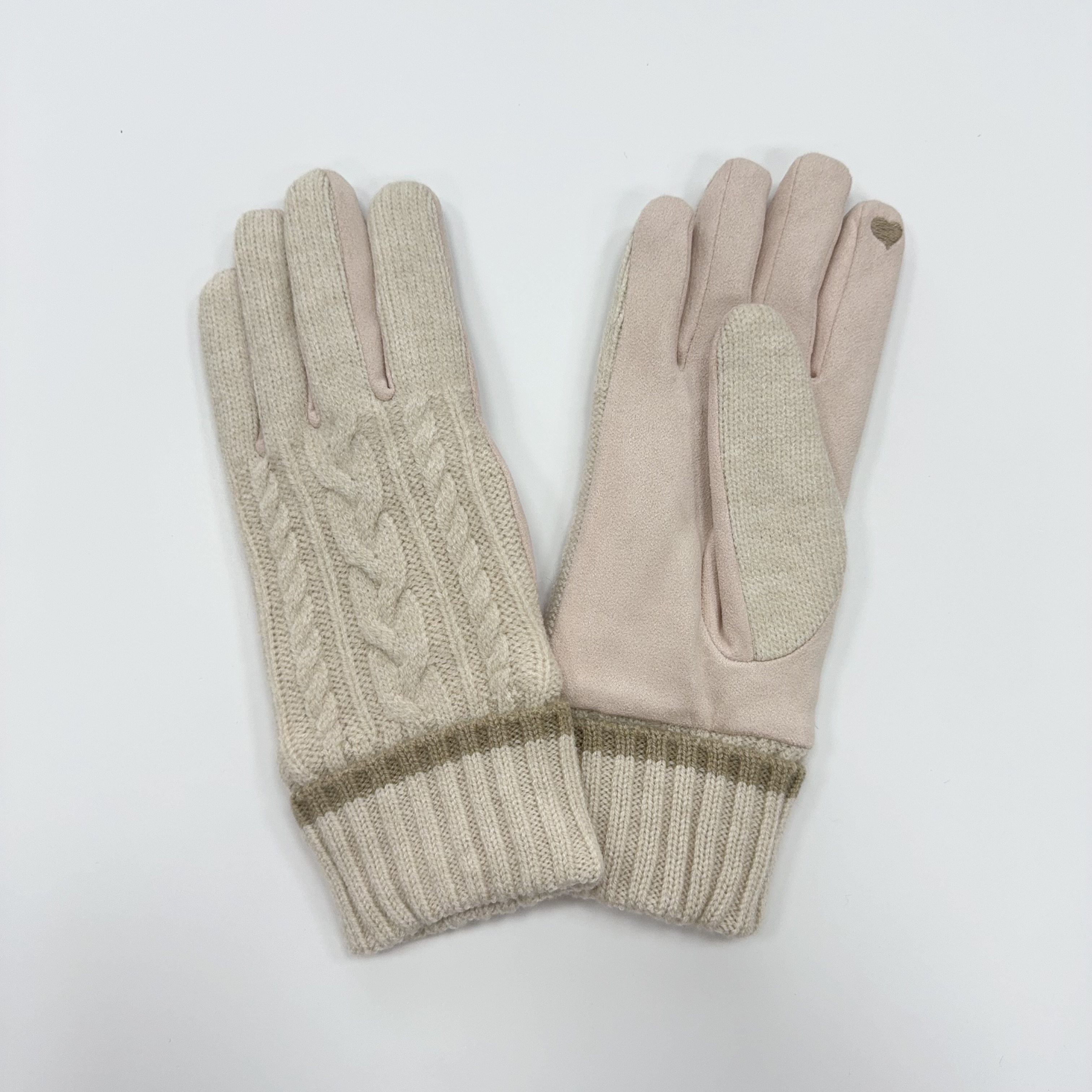 Women's Sewn Gloves, Embroidered Heart-shaped Touch Screen GlovesTwisted Flower and Velvet Gloves