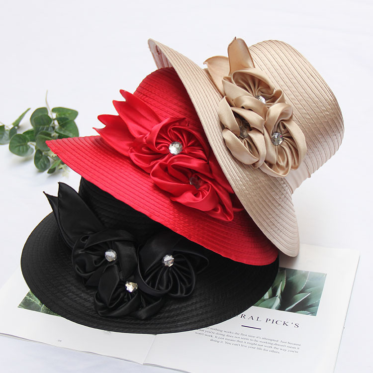 2021 spring and summer European and American women's top hats fashion flower mesh hats women's sun hats