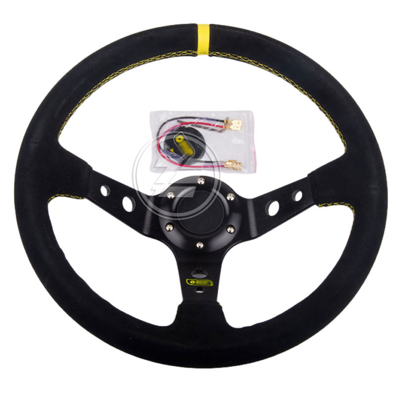 14inch 350mm Car Drifting Sport Racing Leather Steering Wheel Aluminum Bracket Button Sport with Logo Car Accessories