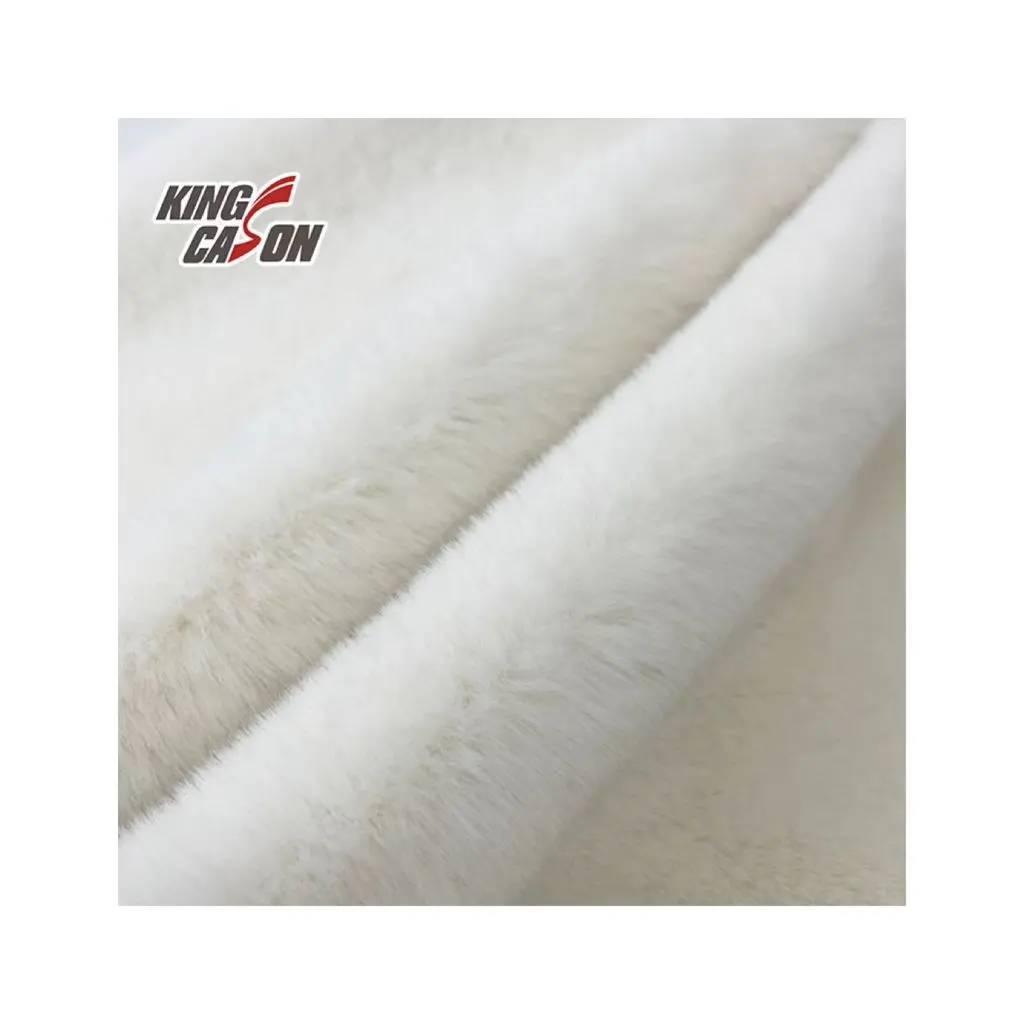 Kingcason High Quality Long Pile Textile Good Hand-feeling Fluffy White Rabbit Faux Fur Fabric