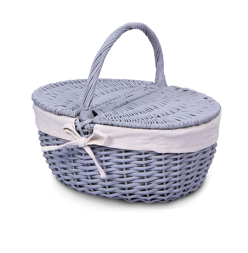 Yanyi New design handmade nature rattan black wholesale wicker willow customized picnic basket hamper set with lid for 4 Person